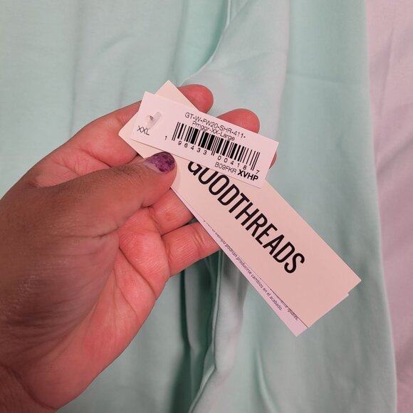 Goodthreads Women's Heritage Fleece Ruffle Shoulder Sweatshirt Mint Green XXL - Picture 7 of 11